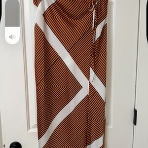 LOFT Orange and White A-Line Skirt